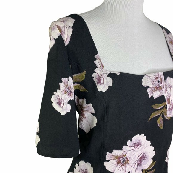 Free Press Floral Square Neck Elastic Back Top - Picture 3 of 9